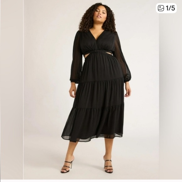 sofia by sofia vergara Dresses & Skirts - Sofia by Sofia Vergara Black Sheer‎ Sleeve Maxi Dress 3X